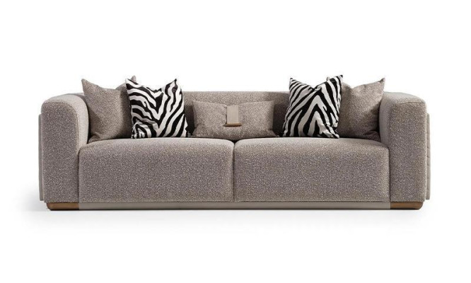 Sofagarnitur Viersitzer Sessel Stoffsofa Polstersofa Grau Set 3tlg