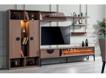 Wohnwand Wohnzimmer Möbel TV-Ständer Moderne Bücherregal Design Einrichtung