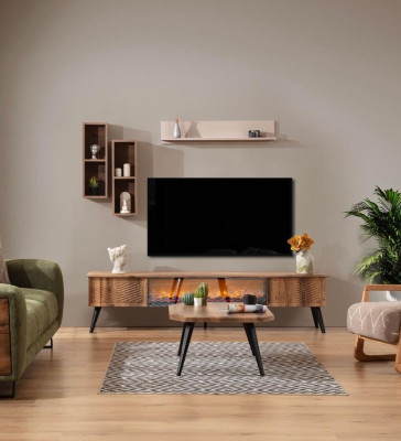Wohnzimmer Wandmöbel Designer RTV-Lowboard TV-Regal Hängeregale 3tlg Set
