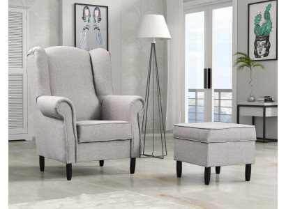 Sessel Hocker Beistell Desig Ohrensessel Set Garnitur Polster Relax Fernseh 2tlg