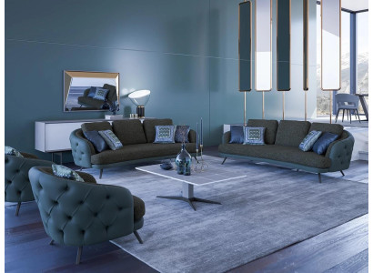 Wohnzimmer Braun Sofagarnitur 2x Dreisitzer Sofa 2x Sessel Luxus Couchtisch