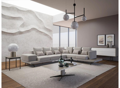 Polstermöbel Grau Sofa Couch L-Form Design Ecksofa Neu Wohnzimmer Couchtisch