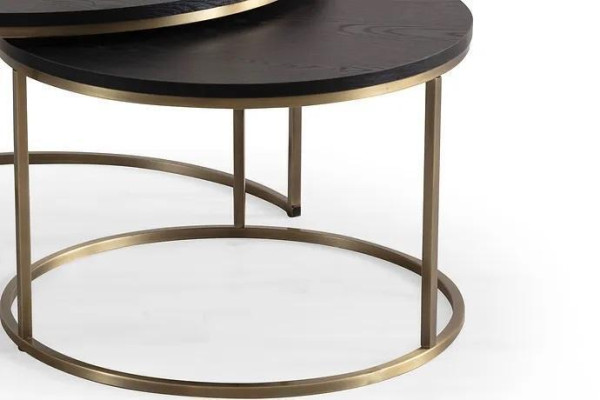  Couchtische 2-teilig oben und unten Messing-Metallbeine hochwertiges Wohnzimmer