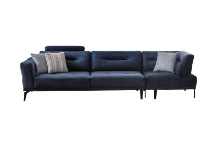  Modern 4-Sitzer Massive Luxus Sofa Blau Wohnzimmer Stoffsofa Design Modern