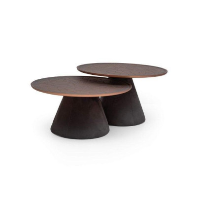  Skandinavische Holz-Couchtische, 2er-Set, minimalistisch