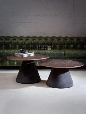  Skandinavische Holz-Couchtische, 2er-Set, minimalistisch