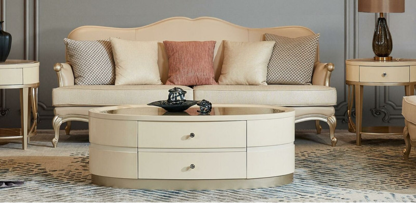 Couchtisch Design Tische Oval Kaffee Beistelltische Wohnzimmer Massivholz