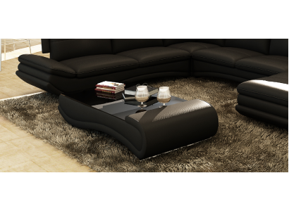 Sofatisch Design Wonzimmer Glas Leder Couch Sofa Tisch Kaffee Beistell