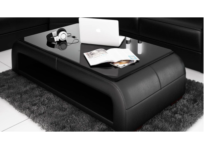 Sofatisch Design Tisch Wonzimmer Glas Leder Dekorative Couch Beistell Sofa