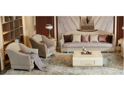 Sofagarnitur 411 Sitzer Set Design Sofas Polster Couchen Leder Relax Massivholz