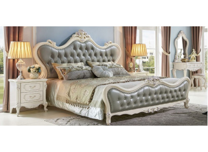 Bett Design Nachttisch 3 tlg. Schlafzimmer Set Modern Luxus Leder Massivholz