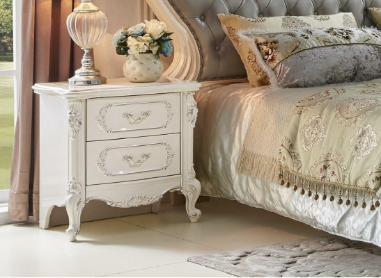 Bett Design Nachttisch 3 tlg. Schlafzimmer Set Modern Luxus Leder Massivholz