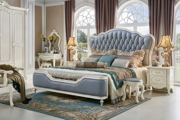 Klassisches Doppelbett Betten Barock Polsterbett Bett Chesterfield Massivholz