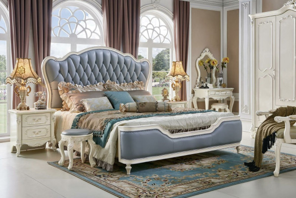 Klassisches Doppelbett Betten Barock Polsterbett Bett Chesterfield Massivholz