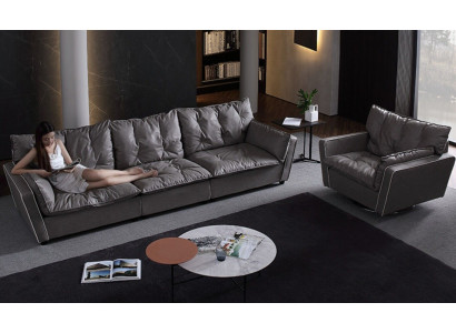 Sofagarnitur 5+1 Sitz Sofas Couch Polster Italienische Möbel Leder