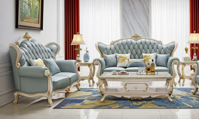 Chesterfield Klassische Sofagarnitur 3 2 1 Sitzer Sofa Polster Leder Massivholz