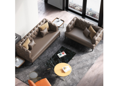 Braune Chesterfield Sofagarnitur 3+2 Sitzer 2tlg. Set Designer Deko Polster Couchen