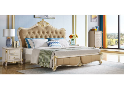 Design 3tlg. Bett 2x Nachttisch Betten Schlafzimmer Klassischer Set Massivholz