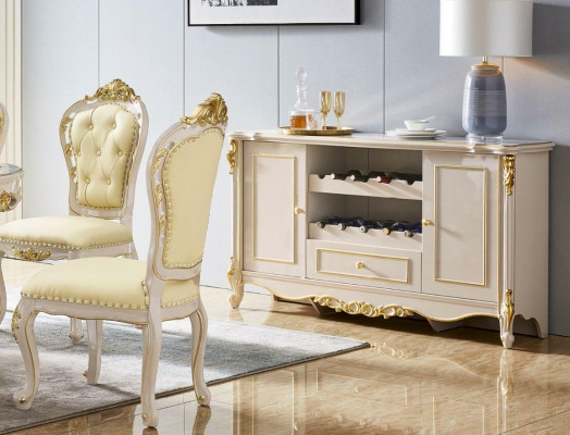Esstisch 6x Stühle Kommode Esszimmer Set Sitzgruppe 8tlg Massivholz