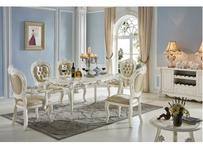 Chesterfield Barock Stil x4-er Stuhl-Set Designer Esszimmer Lederstühle