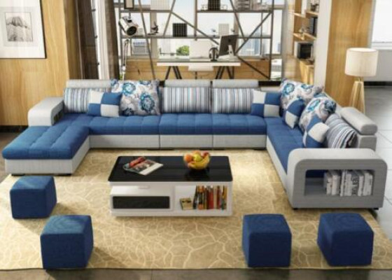 Ecksofa U-form Luxus Textil Polster Modern Relax Sitz Möbel Wohnlandschaft Möbel