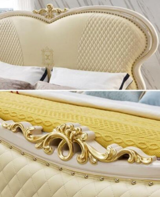 Designer Chesterfield Leder Doppel Luxus Bett Betten Schlaf Zimmer Massivholz