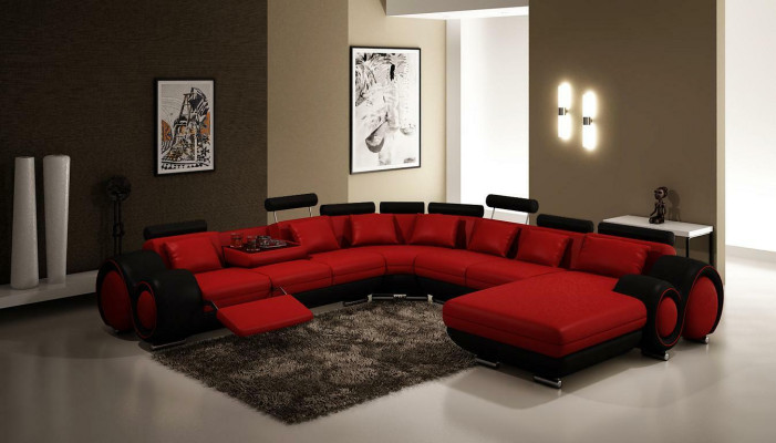 Multifunktions Ledercouch Sitz Polster Wohnzimmer Dekor Leder Garnitur Sofa