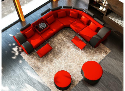 XXL Multifunktions Ledercouch Couch Big Sofa Polster Ecksofa Dekor Moderne