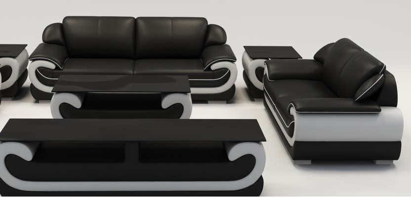 Ledersofa Couch Wohnlandschaft 3+2 Sitzer Design Modern Sofa 0615