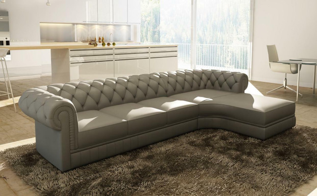 Klassiche Chesterfield Polster Sitz Eck Leder Garnitur Wohnlandschaft