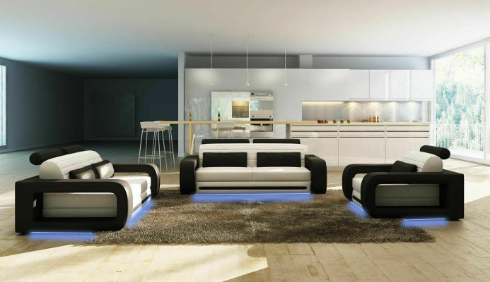 Ledersofa Couch Wohnlandschaft 3+2 Sitzer Design Modern Sofa Sofagarnitur