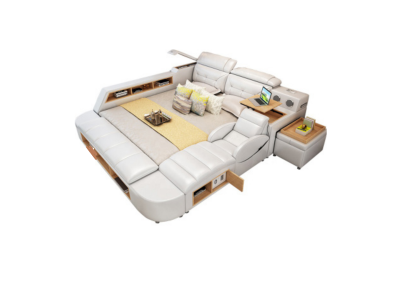 Doppel Luxus Design Leder Bett Polster Betten USB Hotel Multifunktion