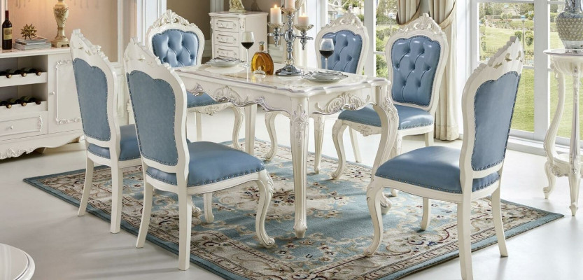Barock Esstisch Tisch Esszimmer Wohnzimmer Gruppe Garnitur Holz Design