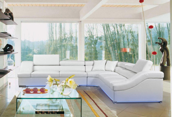 Ledersofa Couch Wohnlandschaft Ecksofa Eck Garnitur Sofa Design Modern