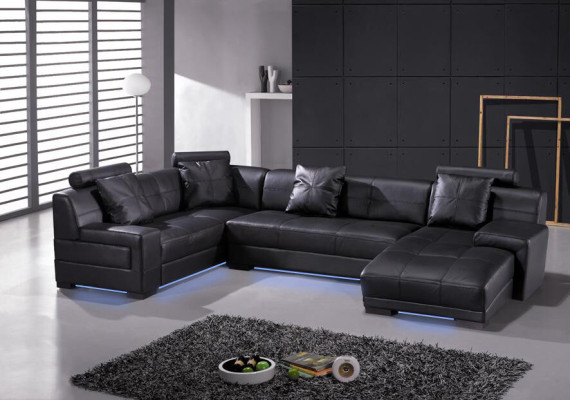 Ledersofa Couch Wohnlandschaft Ecksofa Eck Garnitur Modern Design Dekor