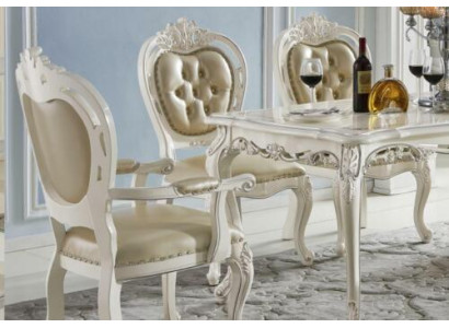 Klassische Essgarnitur Lehnstuhl Möbel Tisch 5tlg. Esszimmer Barock Massivholz