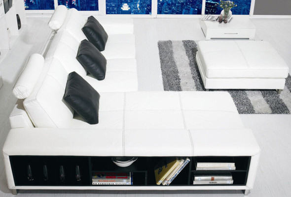 Wohnlandschaft Designer Sofa Couch Polster Leder Sofas Eck Ecke Sitz LForm Genov