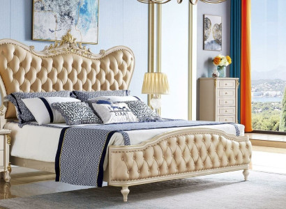 Barock Chesterfield Möbel 3tlg Set Schlafzimmer Betten 2x Nachttische Massivholz