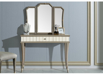 Schminktisch mit Spiegel Luxus Schlafzimmer Konsole Neu 2tlg. Set Massivholz