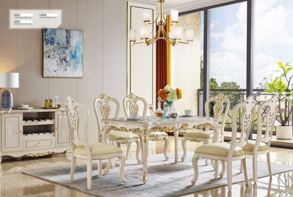 Klassische Barock Garnitur Stühle Esszimmer Stil Essgruppe 6x Massivholz