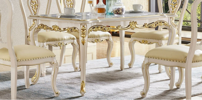 Klassische Barock Garnitur Stühle Esszimmer Stil Essgruppe 6x Massivholz