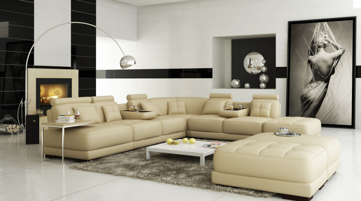Big Sofa Ledersofa Couch Wohnlandschaft L Form Polster Garnitur Ecksofa