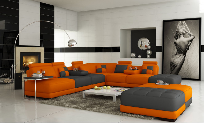 Big Sofa Ledersofa Couch Wohnlandschaft L Form Polster Garnitur Ecksofa