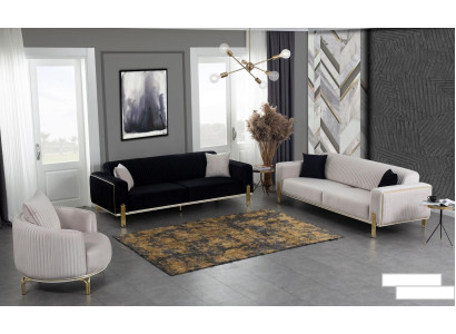 Luxus Sofagarnitur Couch Set Sofa Polster Couchen 3+3+1 Polstergarnituren Samt