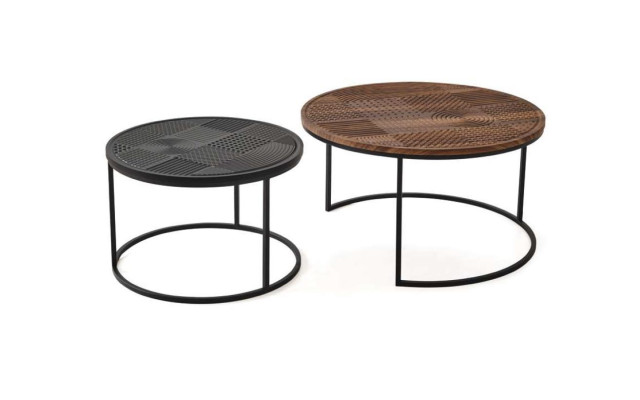 Modern Tische Designer Luxus Beistelltisch Neu Couchtische Tisch 2 tlg. Braun