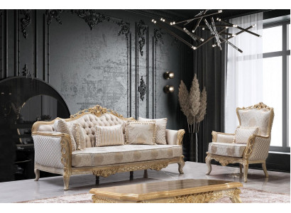 Königliches Sofa Set Wohnzimmer Sessel Couchtisch 3+1 Tisch