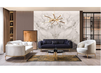 Sofagarnitur 3+3+1 Sitzer Garnitur Sofa Sessel Luxus Sofas Stoff neu