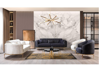 Sofagarnitur 3311 Set Sitzer Couch Polster Möbel Textil Stoff Luxus neu