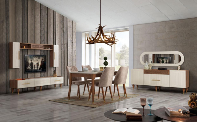Esszimmer Set Komplett Set Tisch 4x Stühle Ess Gruppe Holz 11tlg braun