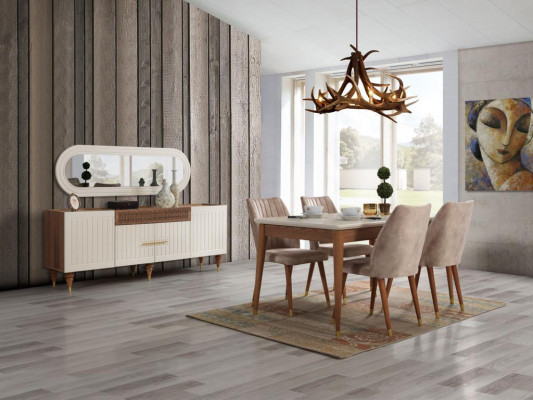 Esszimmer Set Komplett Set Tisch 4x Stühle Ess Gruppe Holz 11tlg braun